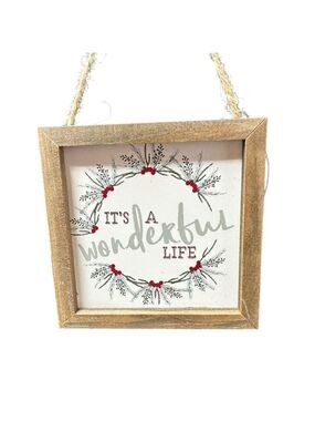 Christmas Holiday Mini Sign 4 Inch Rustic Decor Its A Wonderful Life Red Green